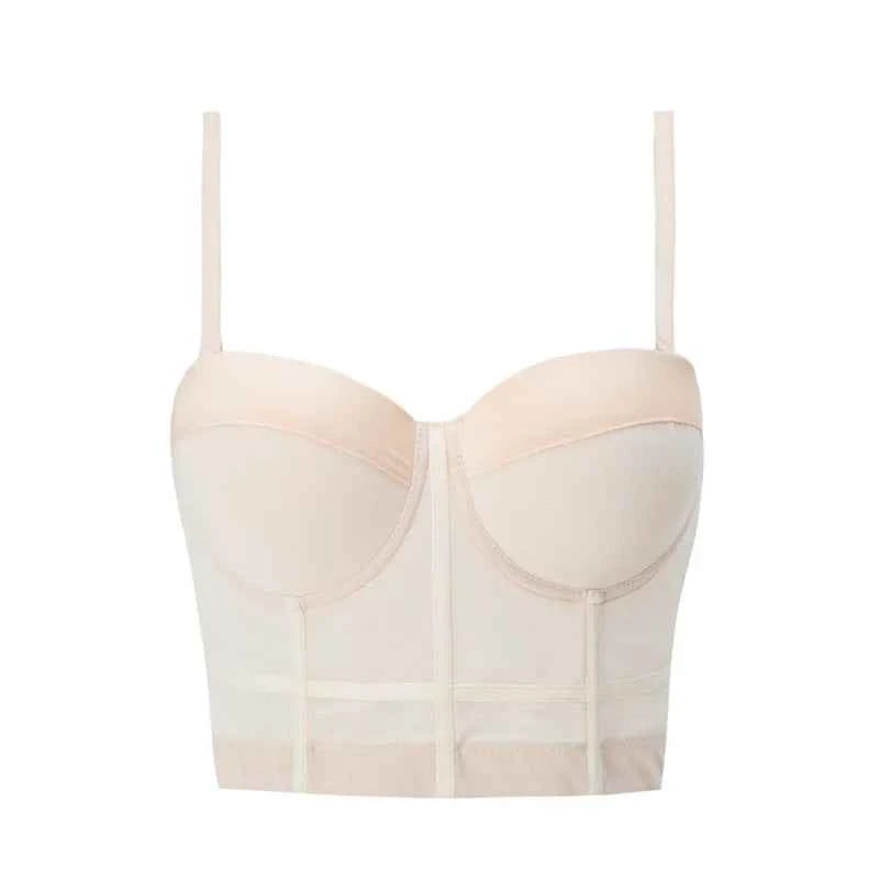 Sexy Black Transparent Bra Mesh Push Up Bralet Women's Tube Top Corset Bustier Bra Club Party Crop Top Lingerie Plus Size