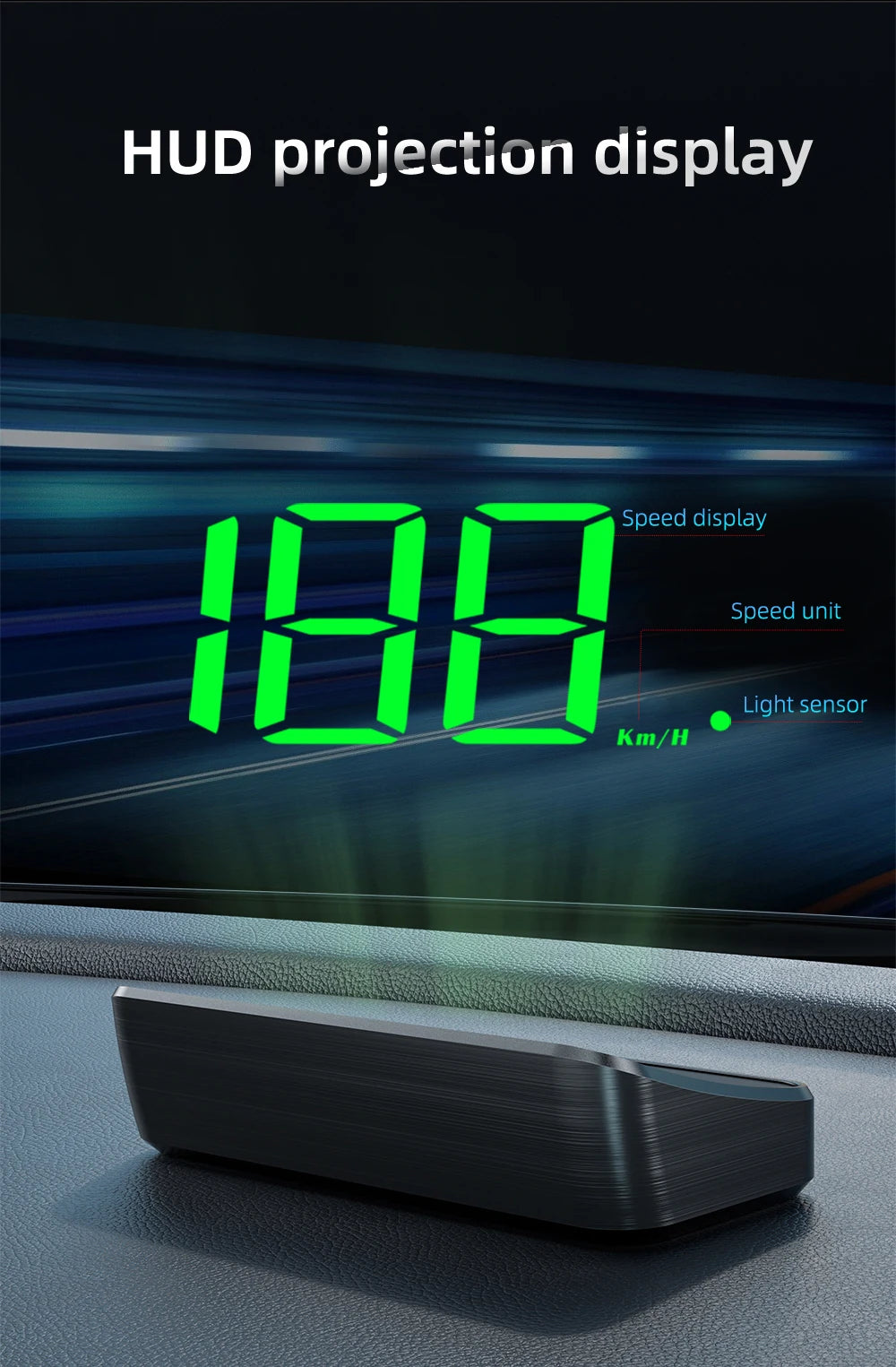 HD Car Head up Display M2 GPS Speedometer KM/H Digital HUD Windshield Projector Universal Auto Electronics Accessory