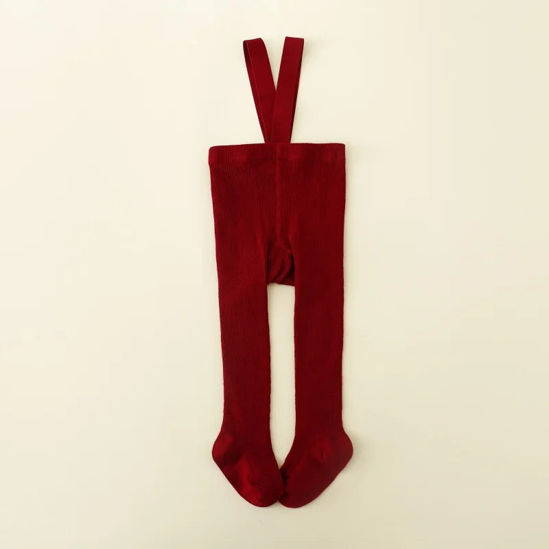 Christmas Tights For Girls Suspender Pantyhose Winter Autumn Tights For Boys With Shoulder Strap Knitted High Waist Legging New