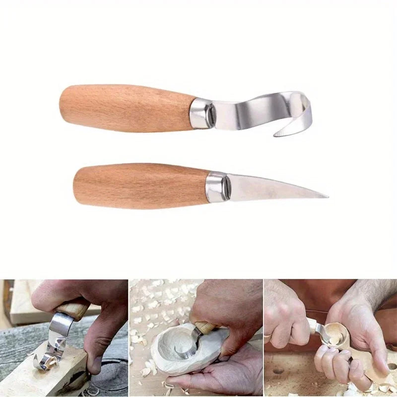 Wood Carving Tools Set - Ergonomic Knife/Chisel/Hook Knife, Durable for Beginners & Pros (Spoon/Sculptural Woodworking)