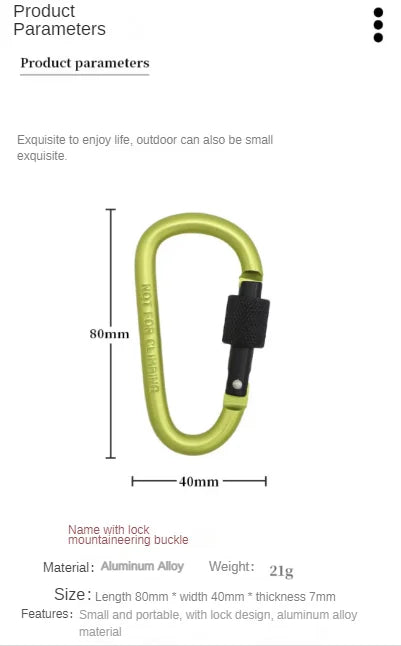 1pcs D Shape Hook Escape Supplies Carabiner Fast Hanging Nut Buckle Rock Outdoor Survival Gear Camp Mountaineering Ring Hook