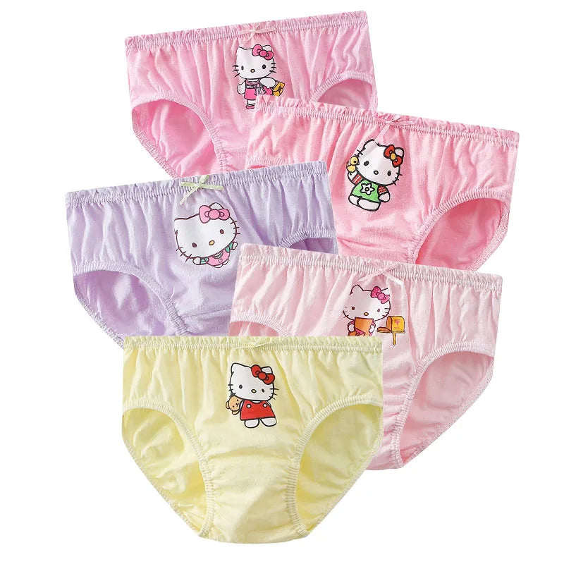 5 Pcs/Lot Children's Underpants For Girls Cute Cat HelloKitty Cartoon Girls Panties Cotton Baby Kids Underwear Breathable Briefs