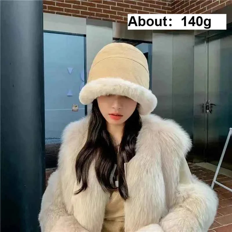 Adding Thick Plush Autumn/winter Hat To Keep Warm for Girl Cold Resistant Ear Protection Hat Curled Fisherman's Winter Hat
