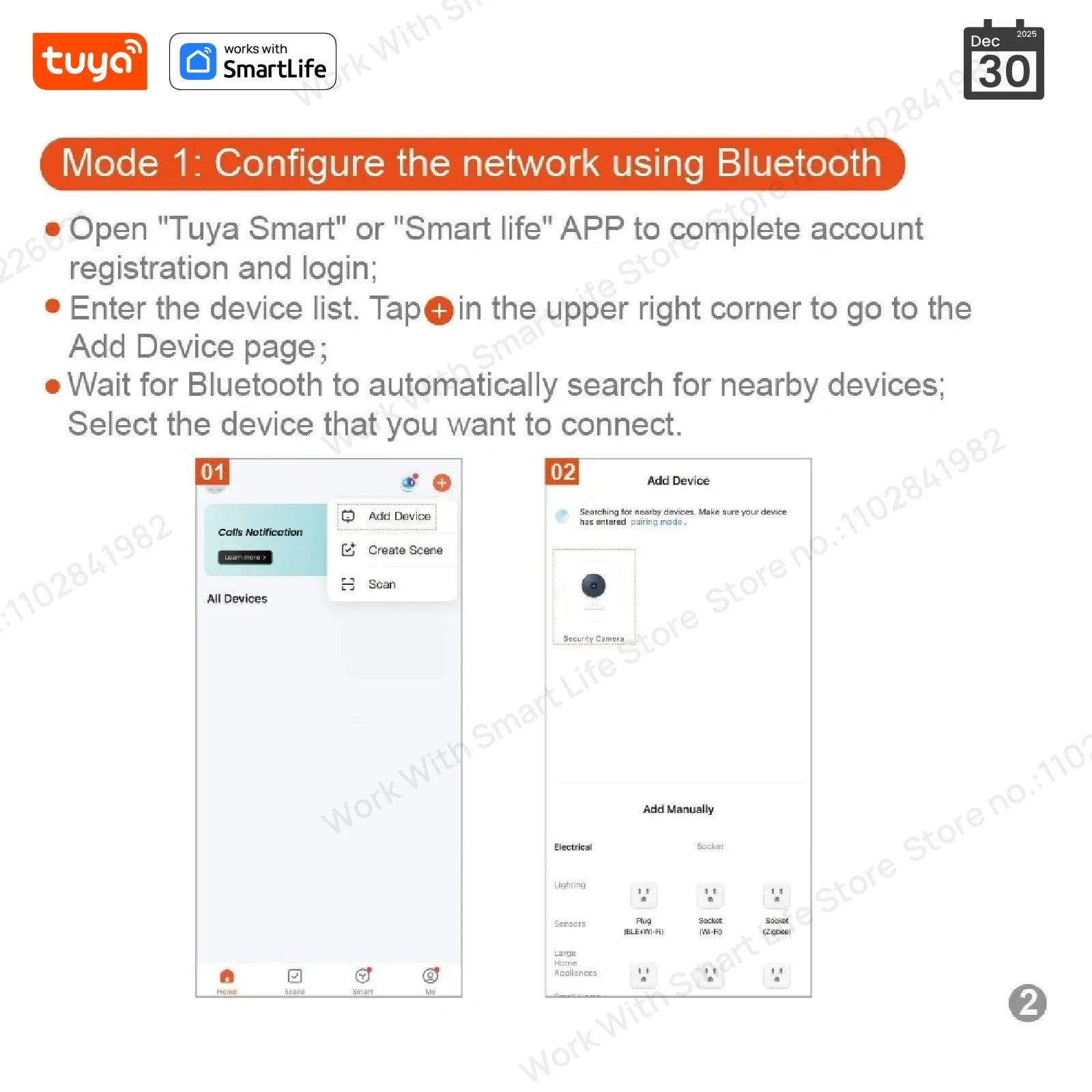 Tuya Smart E27 Security Camera 2.4G 3MP HD for Home,Baby/Elder/Pet Camera 100-240V W/Phone App,Color Night Vision 2-Way Audio