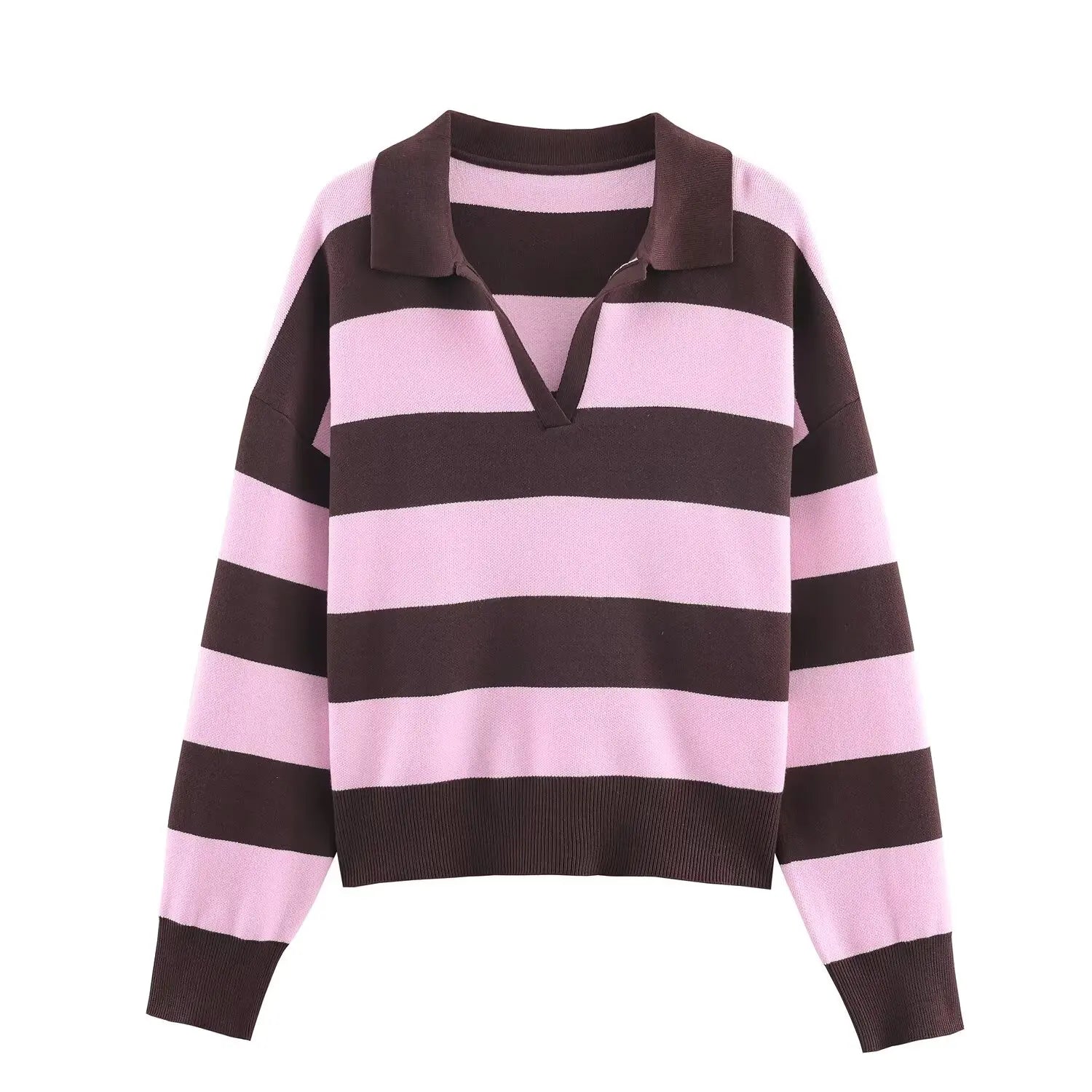 Nlzgmsj 2025  Autumn High Street Chic Women Striped Knitted  Sweaters Women Full Sleeve Vintage Style Tops