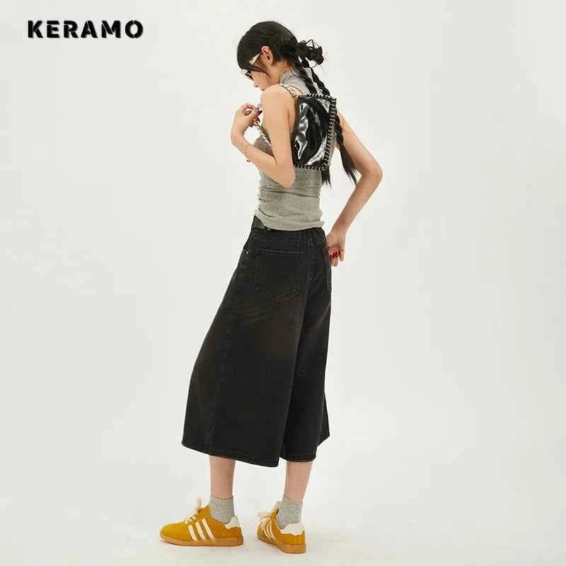 Fashion Harajuku Vintage High Waist 2000S Blue Denim Shorts Women's Casual Loose Fit Y2K Punk Streetwear Style Baggy Shorts