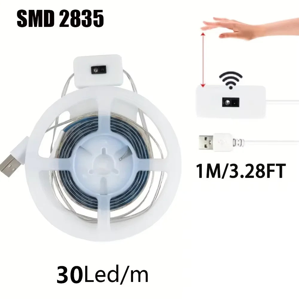 1M LED Night Lamp USB Motion Sensor Dimming LED Strip Lights Nightlights TV Backlight Kitchen Hand Sweep Waving Tape Diode