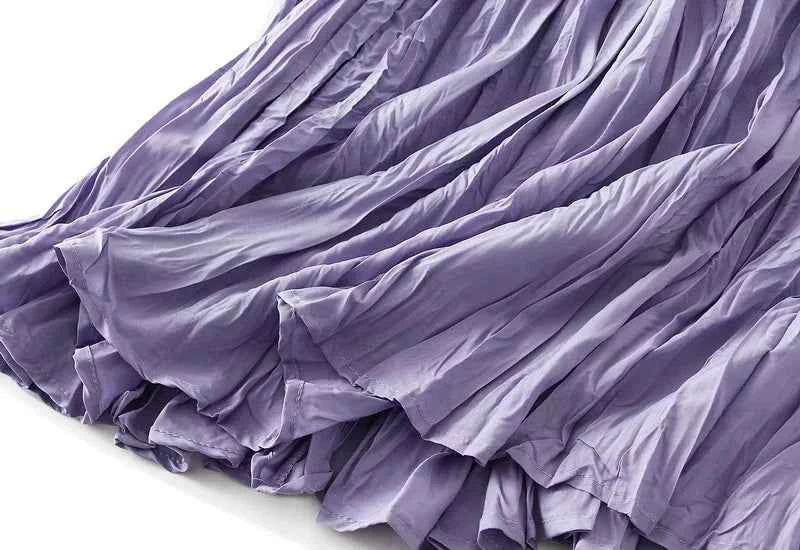KarSaNy Long Pleated Skirts For Woman High Waist Large Hem White Skirt Summer Women's A Line Maxi Skirts For Women 2026 Long