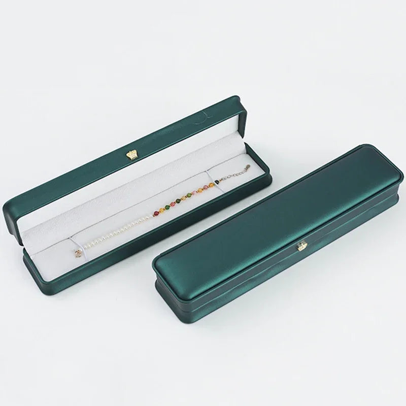 Green Leather Portable Jewelry Box Bracelet Necklace Jewelry Organizer Jewelry Case Boxes Storage Packaging Display Boxes N