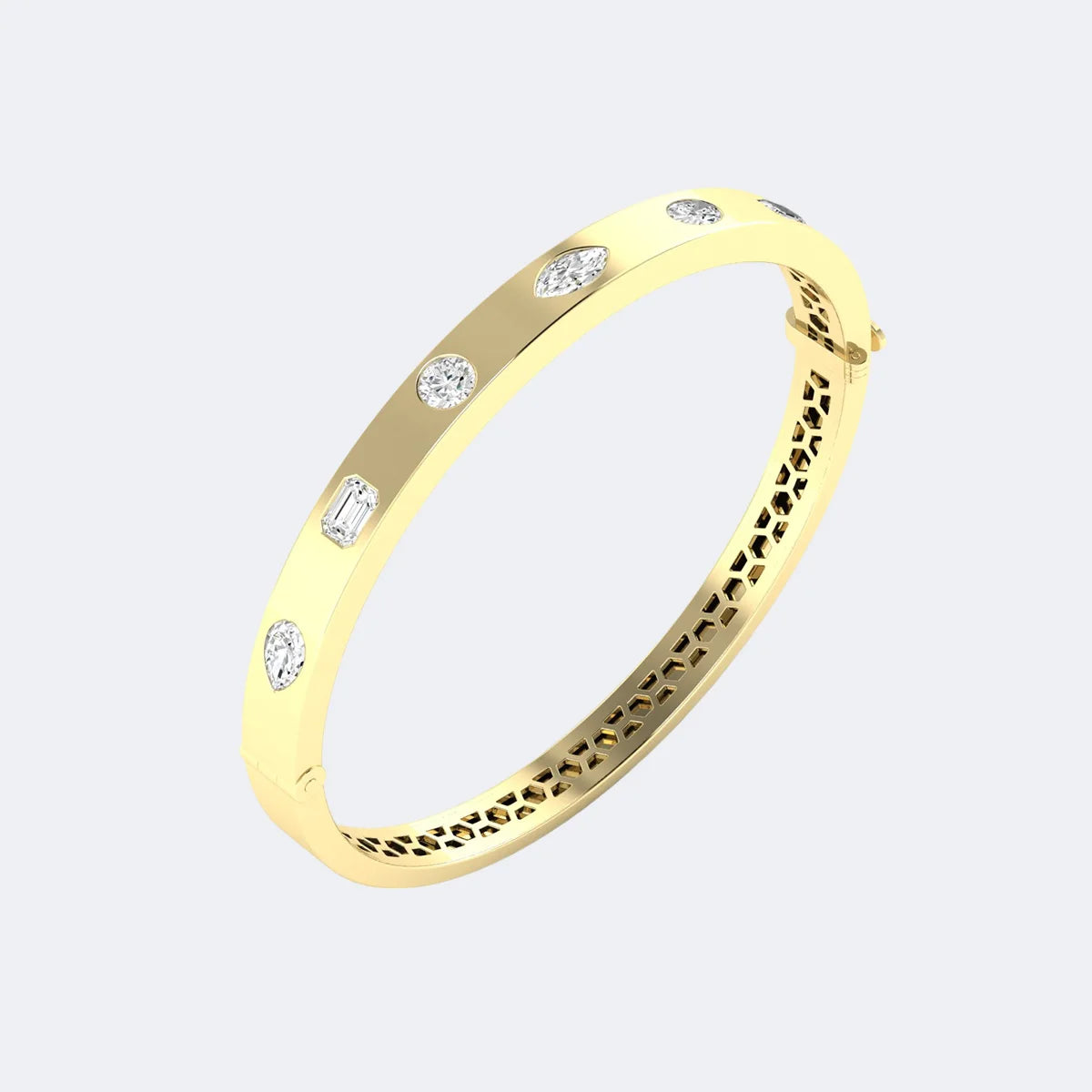 2.00CTW Mixed Cut Diamond Station Bangle Bracelet