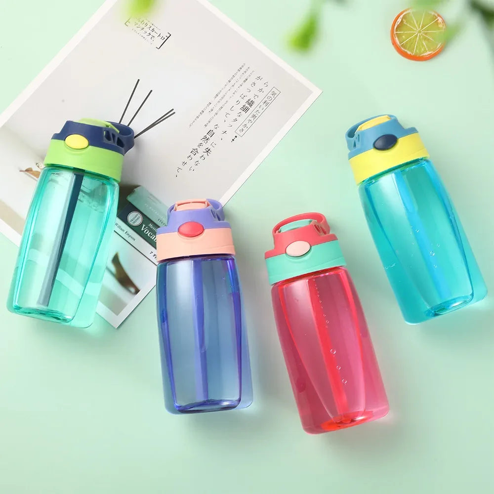 480ml Water Bottle with Straw Kids Girls Portable Travel Bottles Cup Gym Sports Fitness Summer Cold Water Juice Drinking Bottle