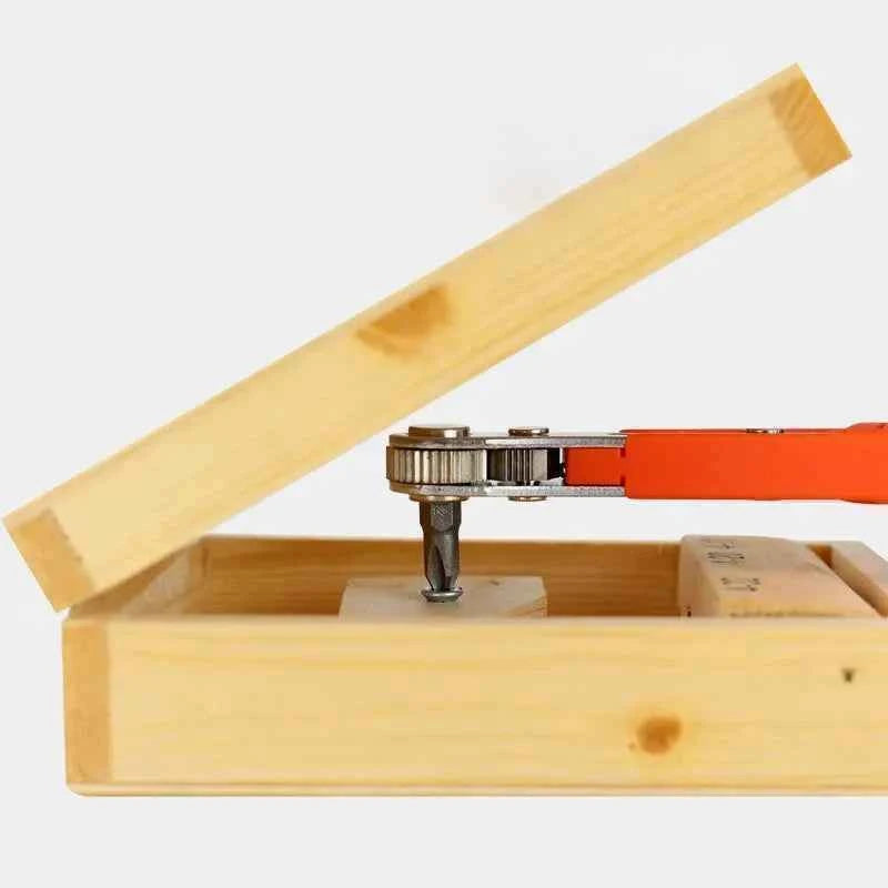 Multifunctional Bidirectional Ratchet Screwdriver Right Angle Magnetic Wrench Cross Shaped Short Screw Orange Tool