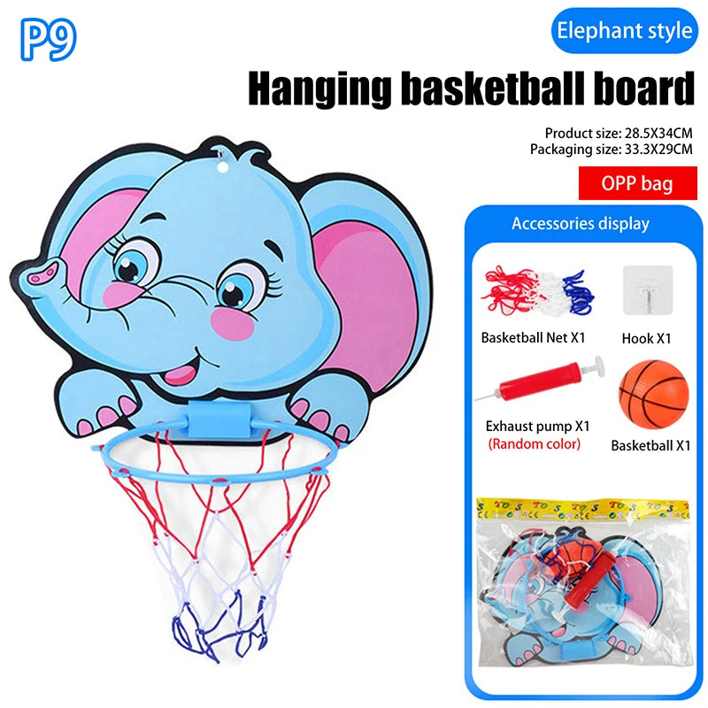 Kids Adjustable Basketball Stands Cartoon Animals Shape Shooting Basket Indoor Outdoor Sport Board Game Children Toys
