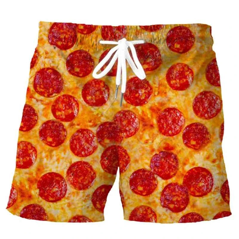 Sausages Food Graphic Beach Shorts Men Short Pants 3D Cheese Printed Elastic Waist Board Trunks Swimsuit homme 2023 Ice