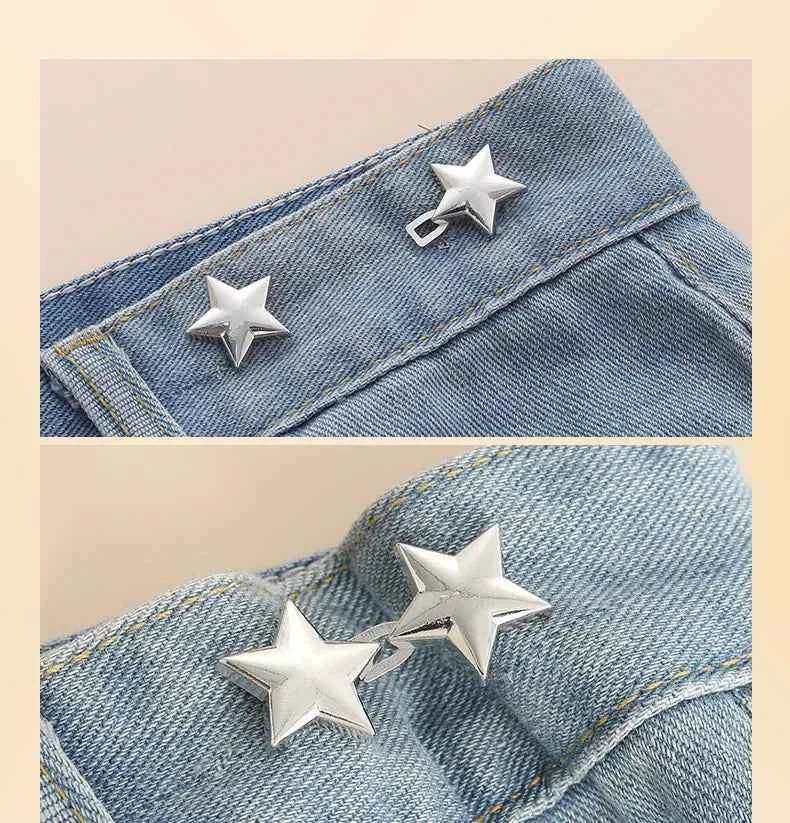 Mental Star Belt Adjustable Seamless Invisible Waistband Buckle Jeans Waist Tightening Tool Fashion Luxury Decoration Accessory