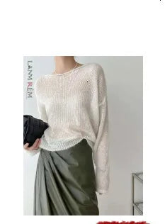 LANMREM Casual Pleated Texture Round Neck Half Sleeve Thick Wome's T-shirt Chic New Knitwear Fashion Pullover Top Chic 2DB5036