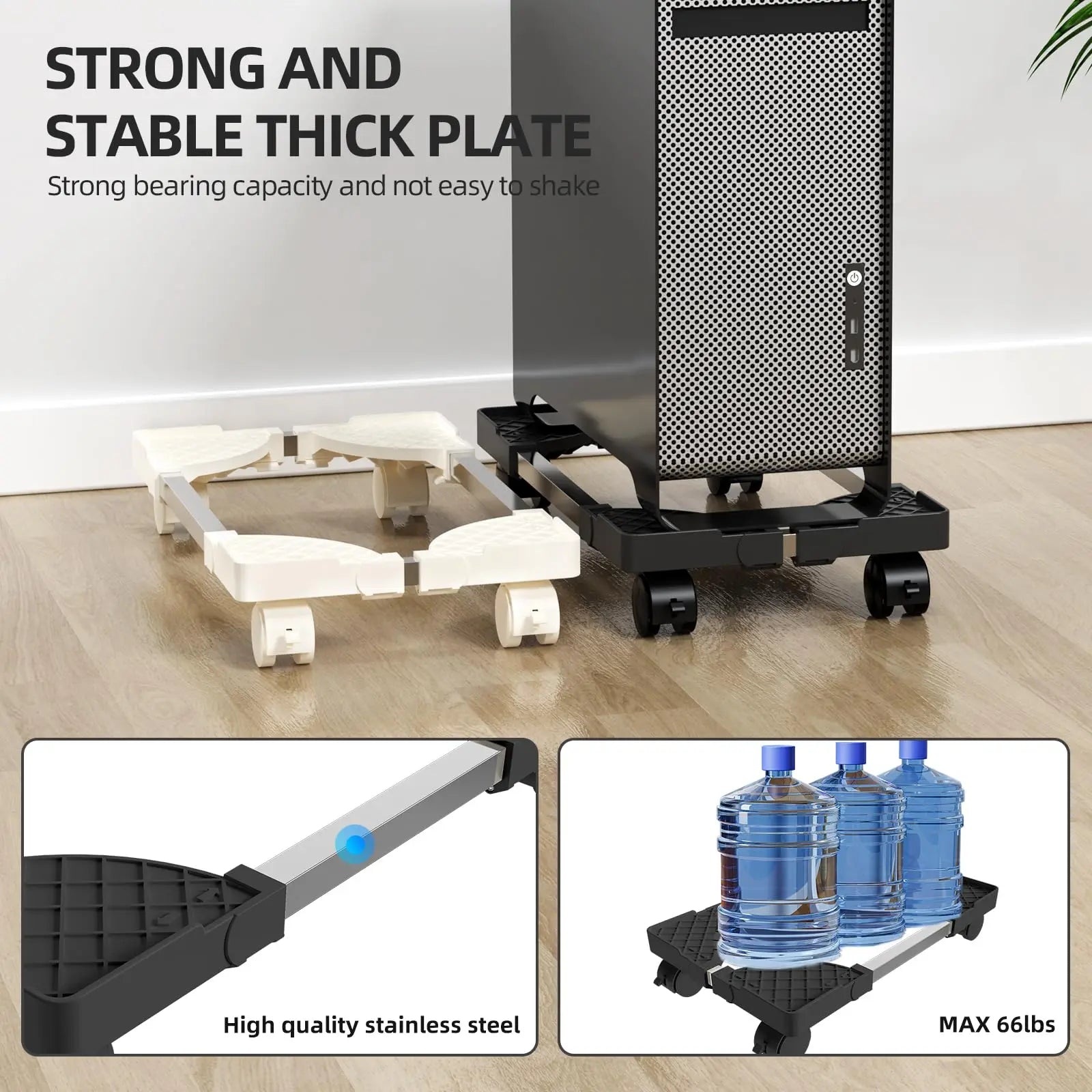Computer Stand for Desktop Tower Fits Most PC Gaming Desk Accessories Pc Floor Riser Stand Adjustable Mobile CPU Stand