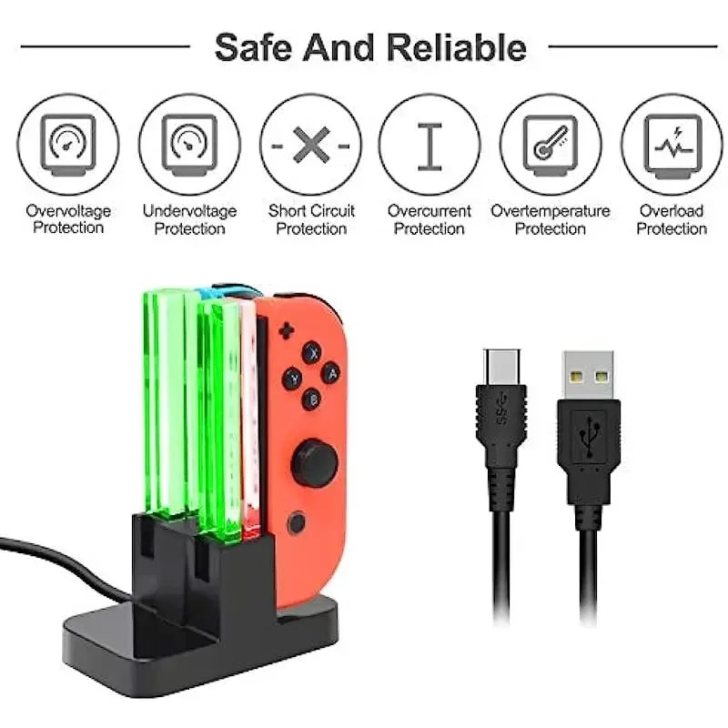 4 In 1 LED Charger Stand Dock Station Indicater for Nintendo Switch NS for Joy-Con Controller Stand Holder Charging Dock Station