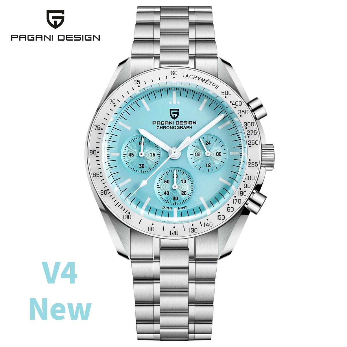 Sky Blue Color Men's Chronograph Quartz Watch With Sapphire Crystal