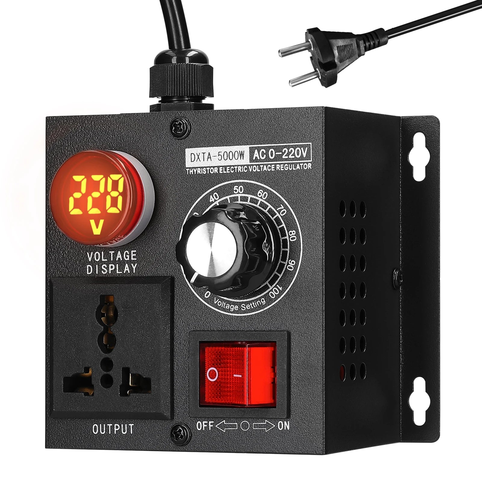 Portable Variable Monophase Voltage Controller Temperature Speed Light Adjuster AC220V 5000W Stepless Voltage Regulator