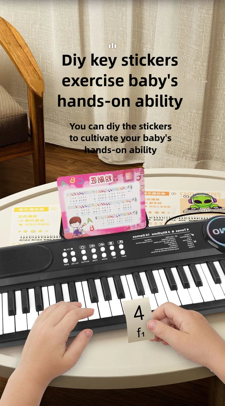 37 Key Kids Piano Keyboard Musical Toy with Microphone Music Score for Early Learning Interactive Play Best Gift for Ages 3-6
