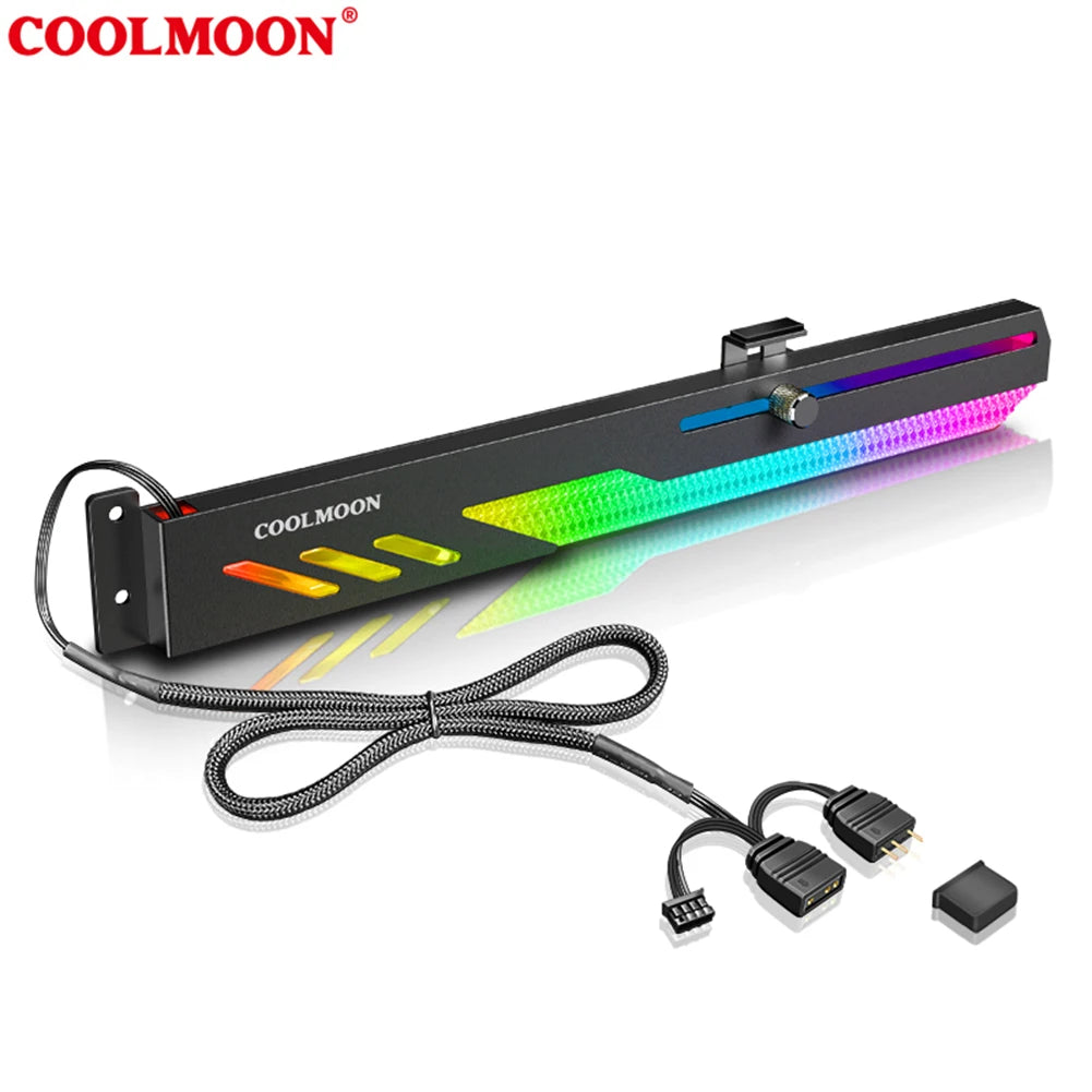 GT8 Horizontal GPU Support 5V ARGB Bracket Computer Video Card Stand GPU Holder with Aluminum Alloy Shell Slide Adjustment