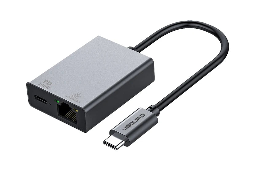 UGOURD 100Mbps 1000Mbps USB C Ethernet Adapter with Charge 100W USB3.0 2.5 Gigabit Network Card USB to RJ45 Lan Cable Converter
