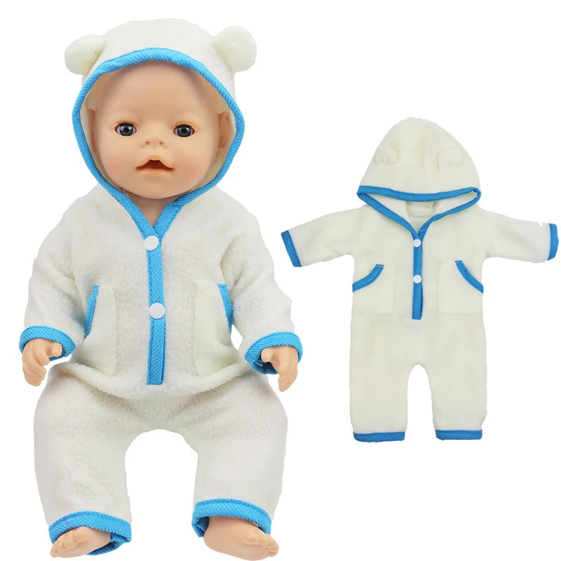 18 Inch Baby Doll Winter Clothes Set Crochet Sweater Scarf Hat Gloves New Year Apparel for 43 Cm Girl Dolls