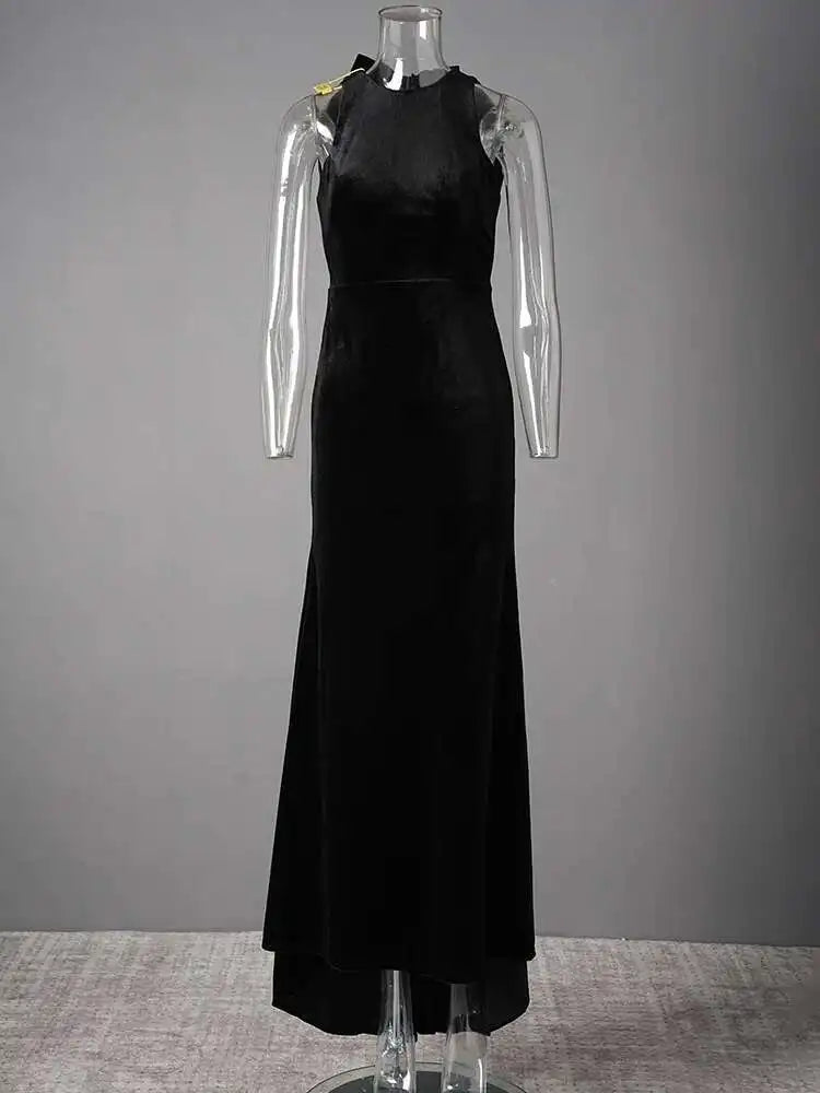 DEAT Elegant Dress Bowknot Ribbon Backless Zip Sleeveless Mermaid Women's Evening Party Dresses 2026 Spring New Fashion 35Z1299