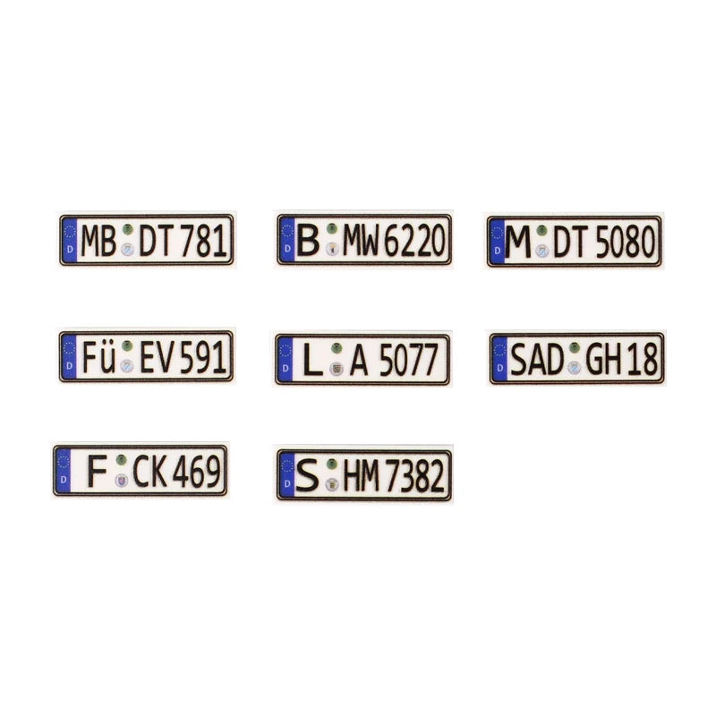 MOC City Car License Plate Printed Building Blocks Kit US Russian French German Vehicle Accessories Parts Compatible Bricks Toys