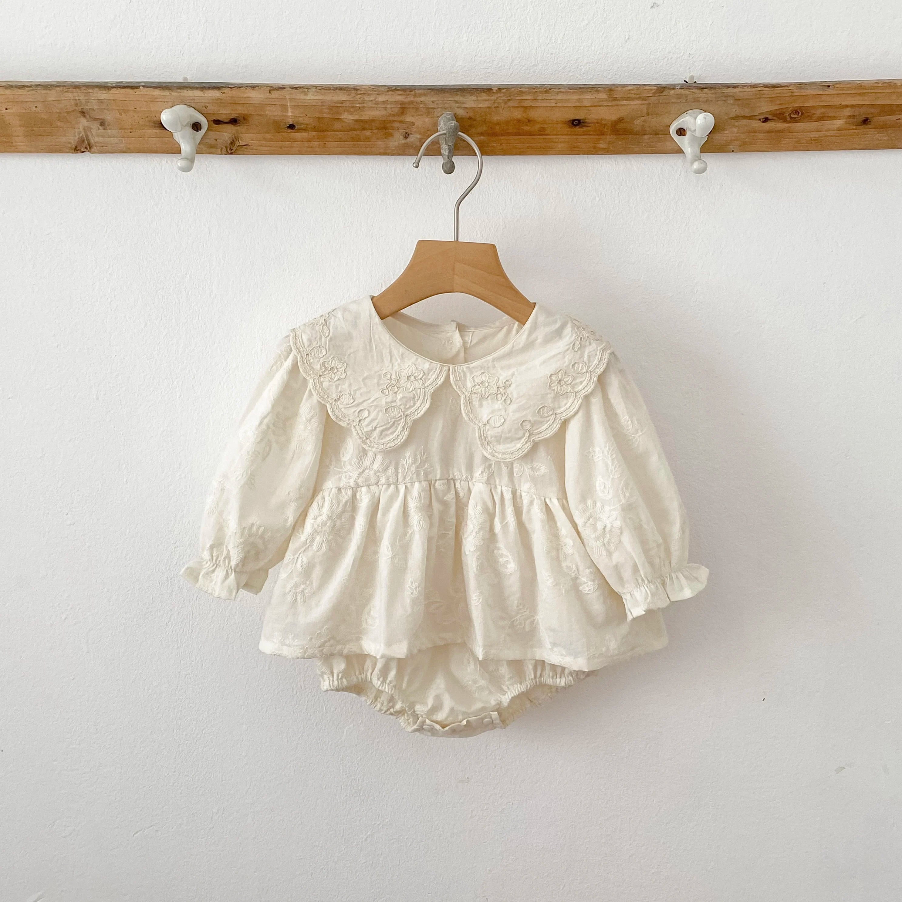 Autumn Baby Bodysuit Sisters Dress Flower Embroidery Dress Infant Girls Toddler Outfit  Baby Girls Rompers Family Sister Dress