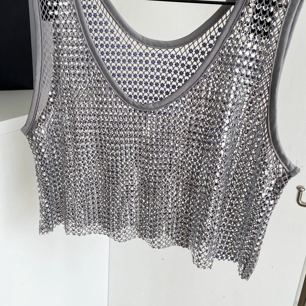 Ele Svel Women's Vest Summer Me Hollow Heavy Embroidery ort Design Street Sexy Top Faion Commute Sle Slim Fit