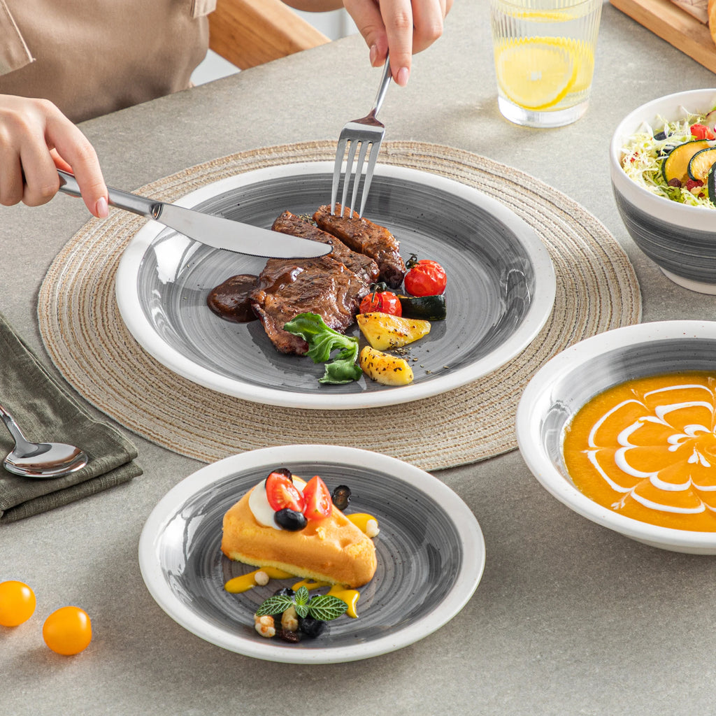 VANCASSO ORI 16/32 Piece  Stoneware Tableware Set with Dinner/Dessert Plate Cereal/Pasta Bowl  for 4/8 person 4 color Optional