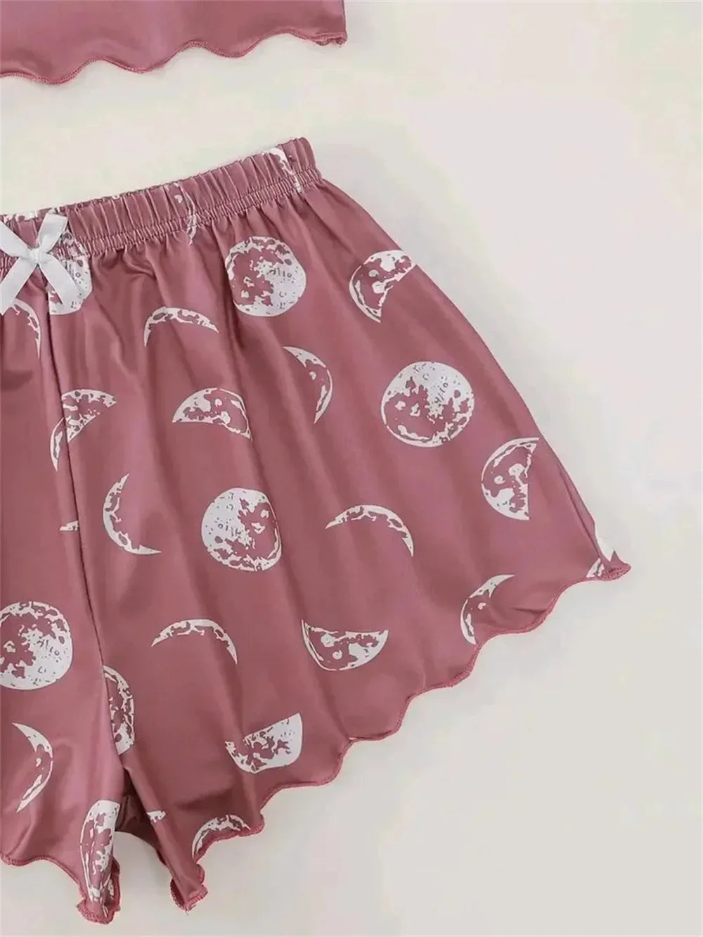 Women Pajamas Sleepwear Pajama Set Sports Camisole And Shorts Pink Moon And Planet Print Summer Soft Comfortabl Casual