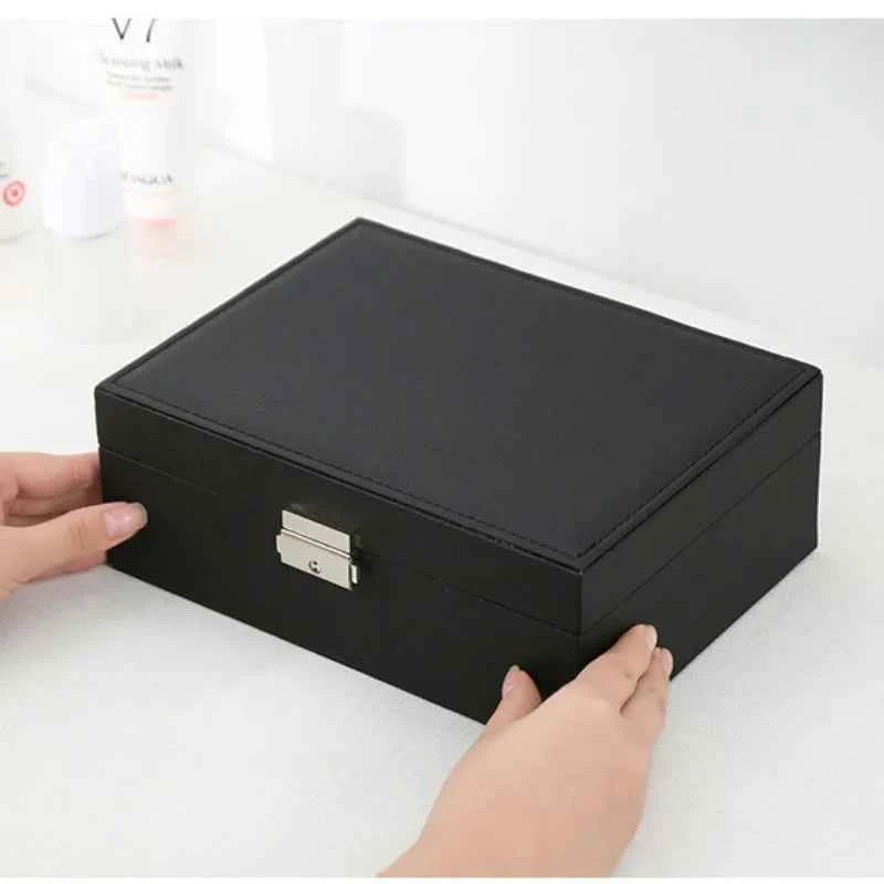 Double-layer Wooden Jewlery Box Ring Box Jewelry Boxes and Packaging with PU Leather Jewelry Storage Organizer and Makeup Case