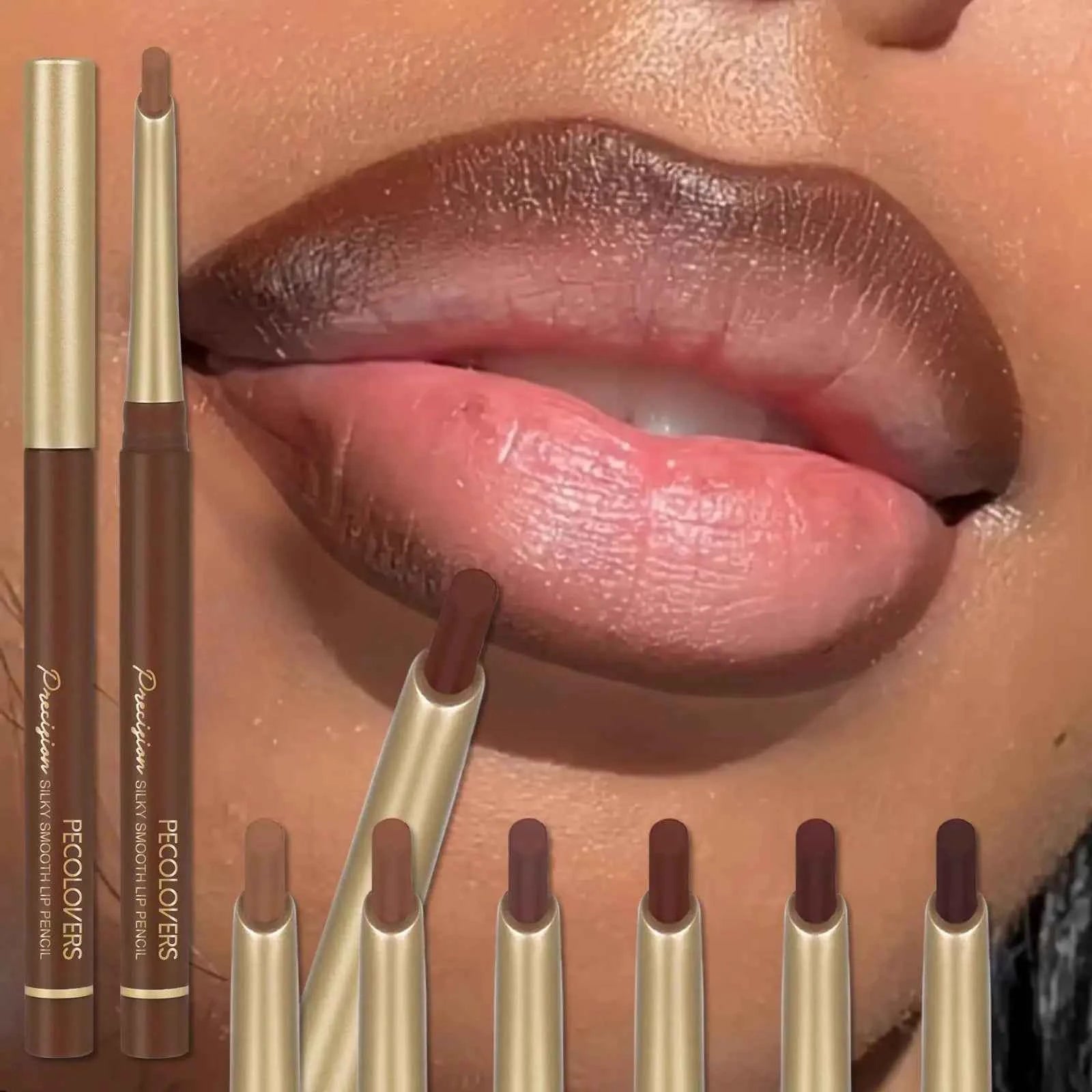 Matte 6-colors Lip Liner Pencil Bevel Design Nib Lip Contour Lipstick Nude Brown Lipstick Pencil Natural Lasting Lipliner Makeup