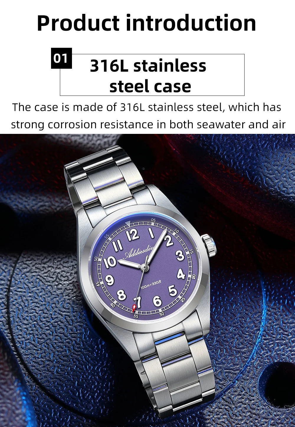 ADDIESDIVE Top Brand Mens Quartz Watch Sapphire Crystal  BGW9 Luminous Waterproof 100m Waterproof Vintage Watches NEW Ultra-thin