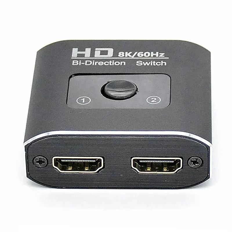 8K 60Hz HDMI Switch 2 Ports 2 In 1 Out Video Splitter for Laptop PC Xbox PS3/4/5 TV Box to Monitor TV Projector Adapter