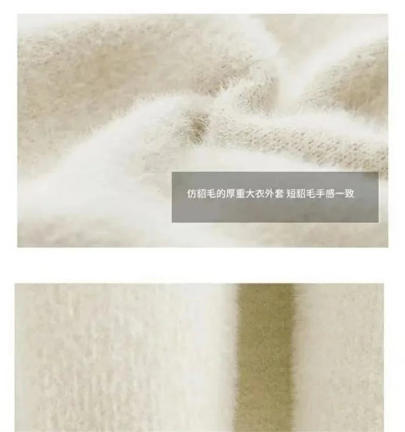 White Gentle Mink Fur Sweater Knitted Cardigan Women's 2024 Autumn Winter New Loose Versatile mid to long Lazy Milk fufu Jacket