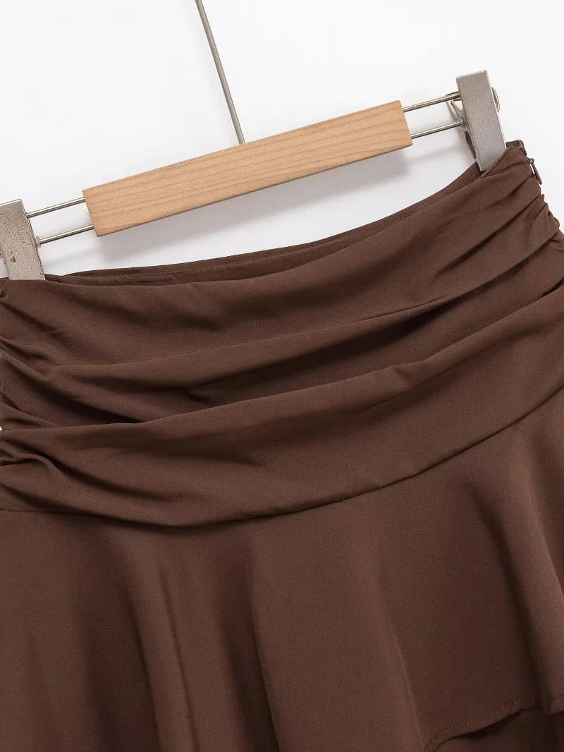 ETJ 2025  women's summer new sexy fashion hot girl style flouncy stacked decoration mid-waist short skirt pants