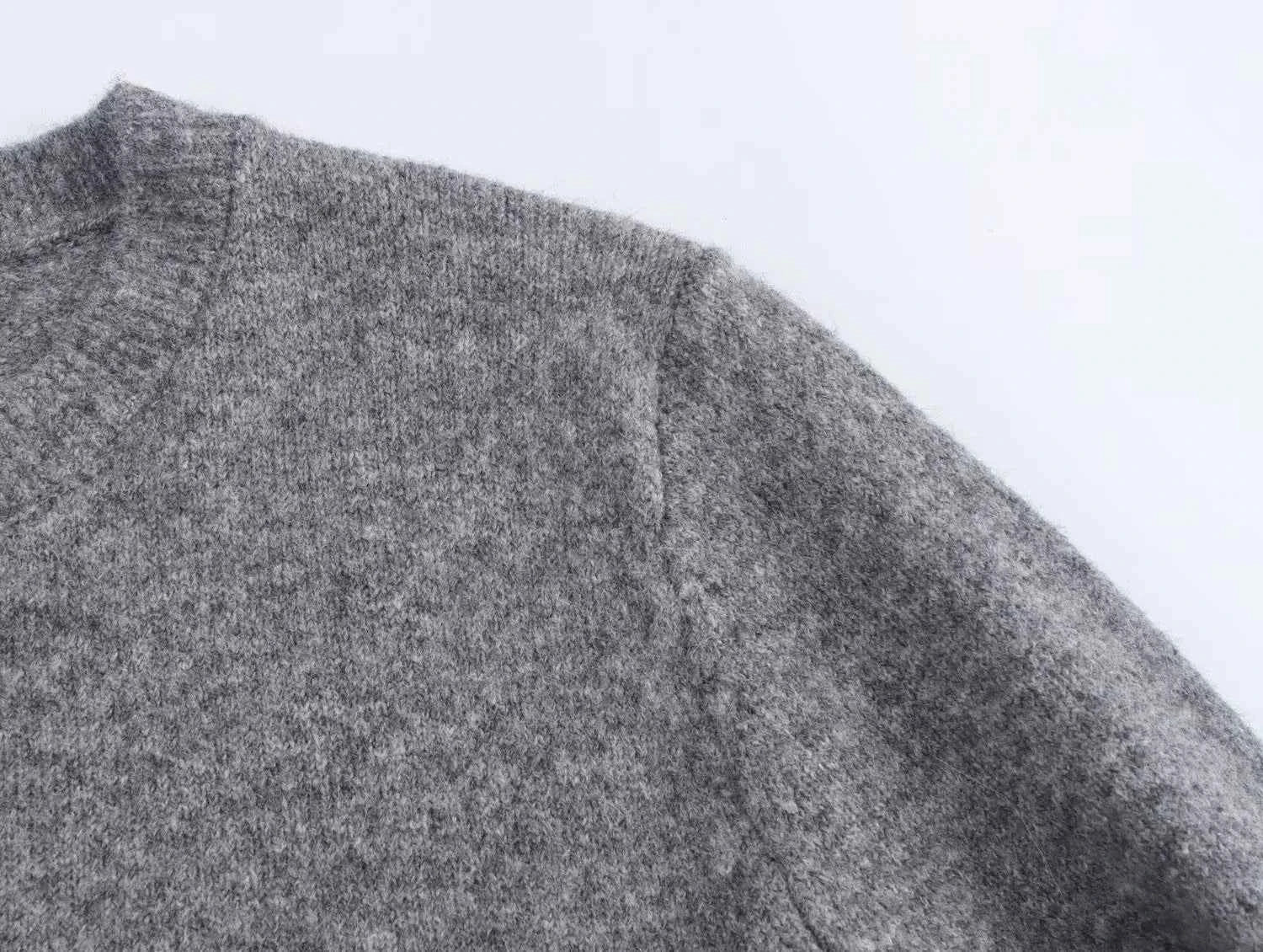 HXAO Sweater Cardigans Ruffle Long Sleeve Knitted Cardigan For Women Autumn Bolero Knitwears Button-Down Bluey Gray Cardigan