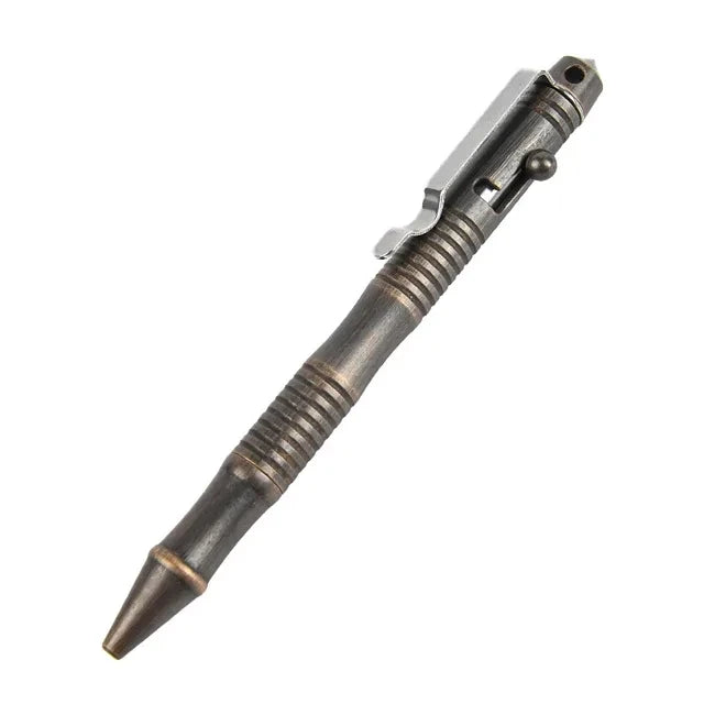 New Self-Defense Brass Tactical Pen High Quality Bolt Switch Ball Point Writing Pen For Outdoor Camp EDC Tool Gift Box