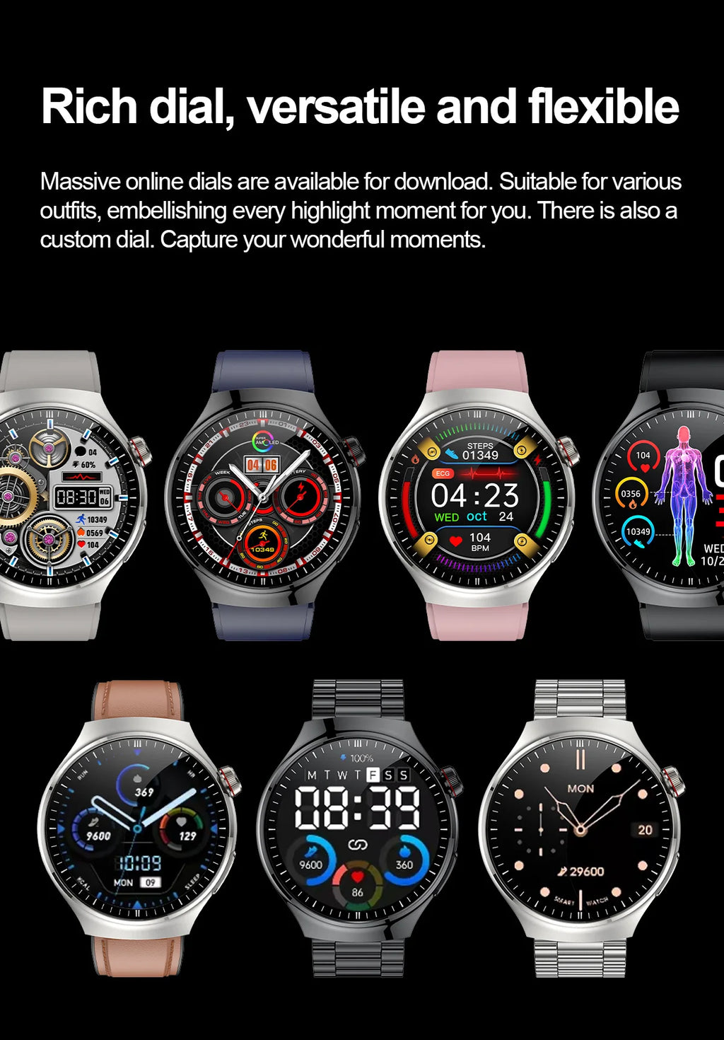 2025 High precision ECG Uric Acid Blood Fat Smart Watch Men Body Fat Blood pressure Heart rate Pulse Health  Watches