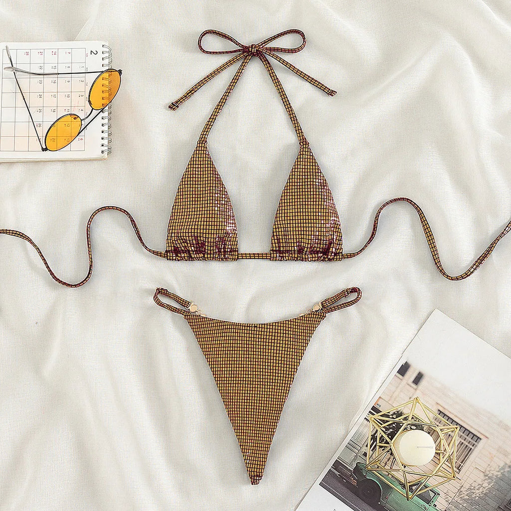 Sexy Diamond Extreme String Mini Micro Bikini Women Swimwear Female Swimsuit Two-piece Bikini set Bather Bathing Suit Swim V5180