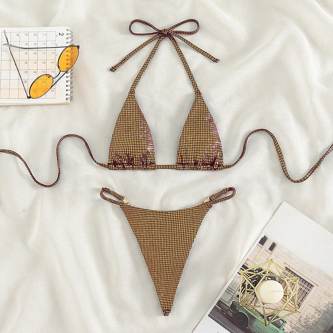 Sexy Diamond Extreme String Mini Micro Bikini Women Swimwear Female Swimsuit Two-piece Bikini set Bather Bathing Suit Swim V5180