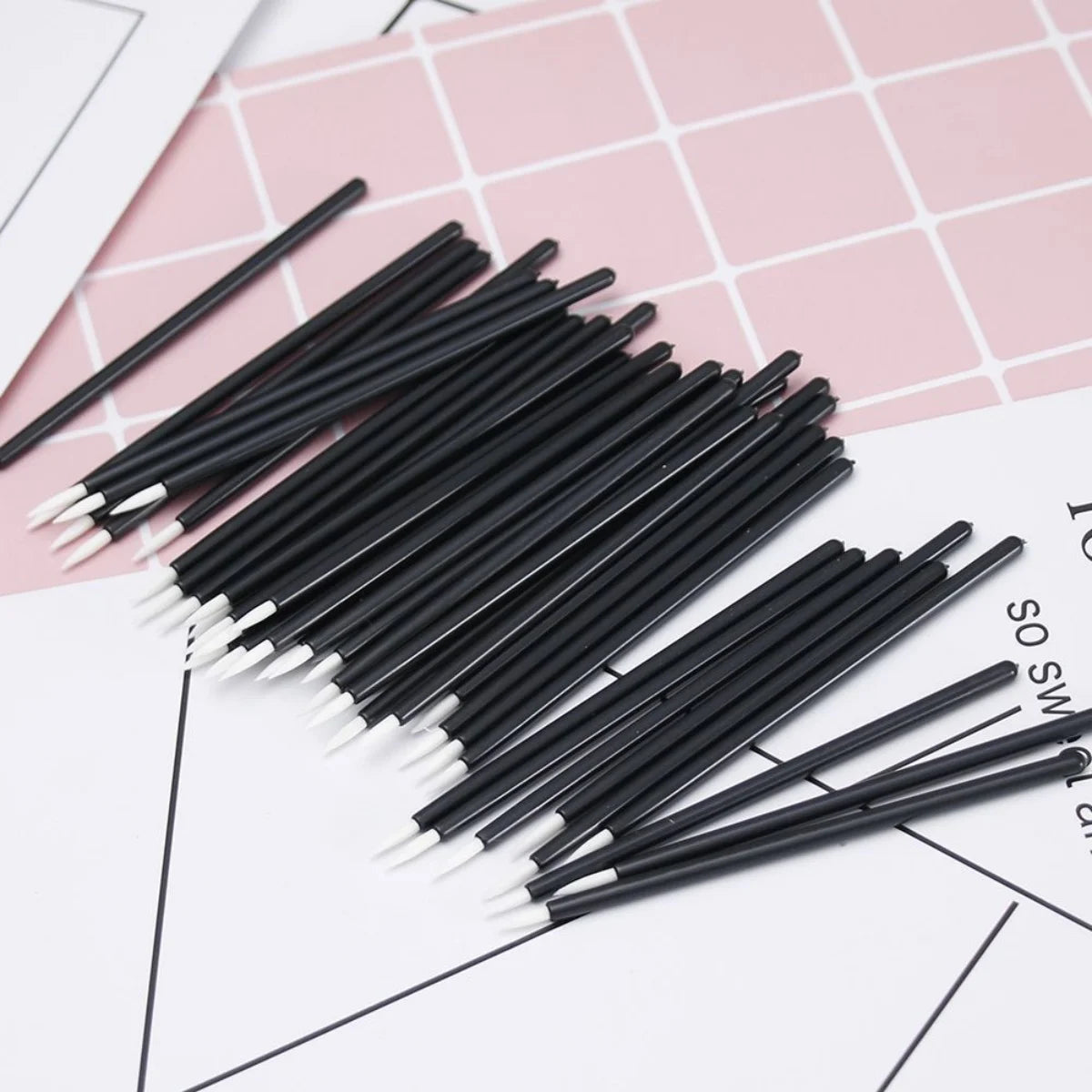 50PCS Eyeliner Lip Brush Lip Line White and Yellow Makeup Tools