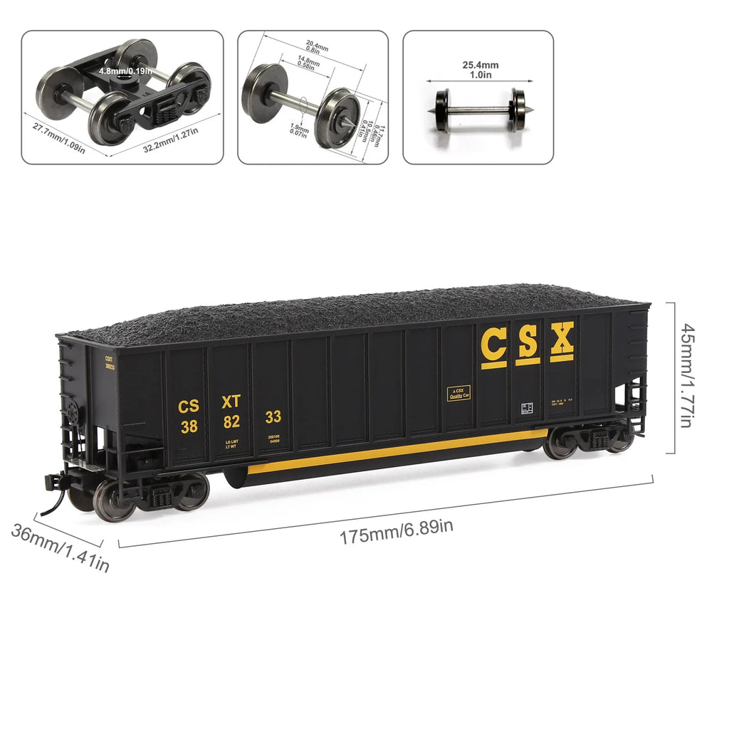 Evemodel Train Wagon HO Scale Coal Car 1:87 Coalporter Hopper Car with Coal Load C8771