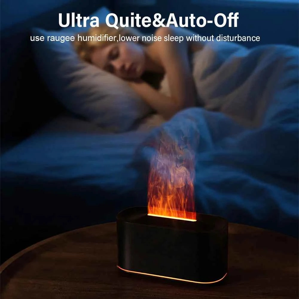 Aroma Humidifier Mini Air Humidifier Flame Essential Oils Diffuser for Home Room Ultrasonic Fragrance Diffuser with Night Light