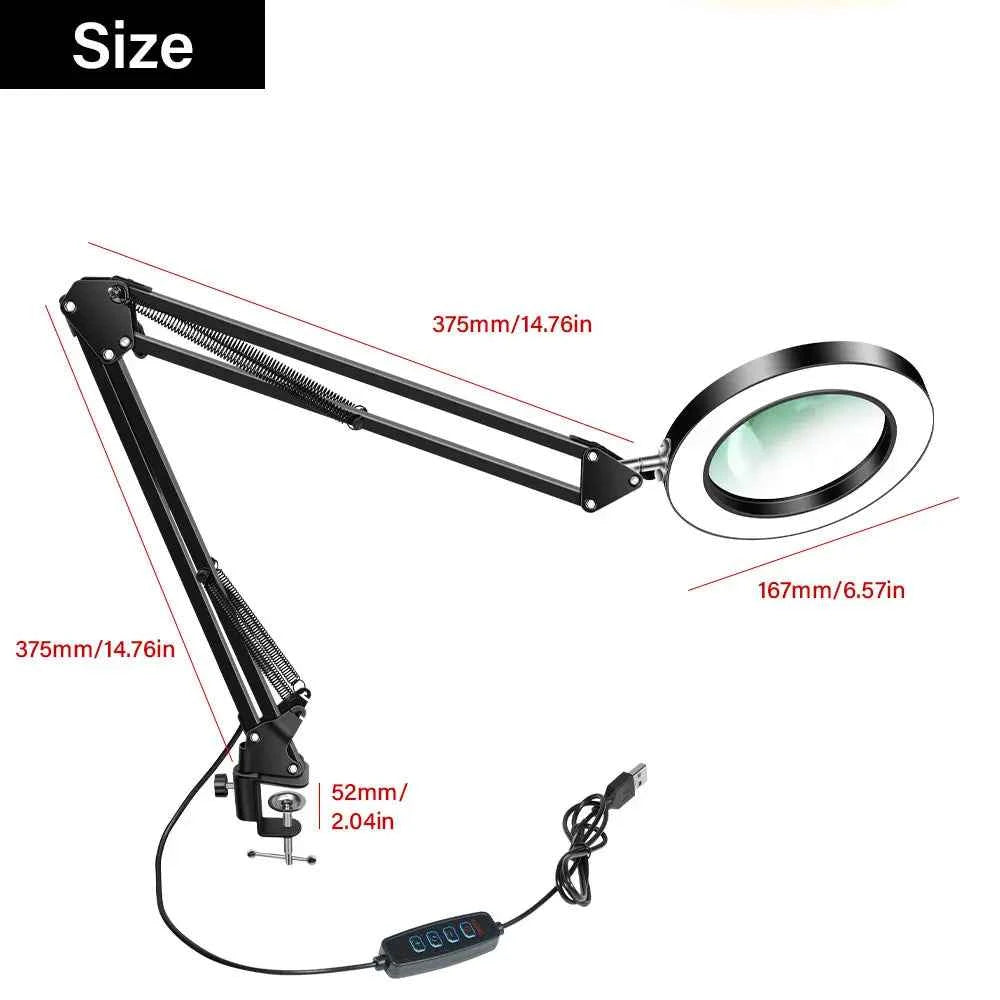 72LED 8X/10X NEW Illuminated Magnifier USB 3 Colors LED Magnifying Glass for Soldering Iron Repair/Table Lamp/Skincare Beauty