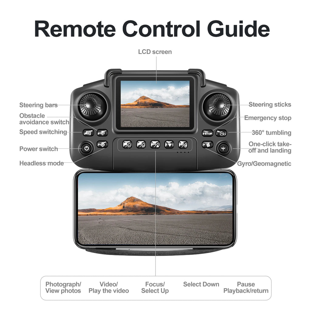 E88PRO Drone 8K 5G HD Dual Camera Aerial Photography Remote control screen display Control Aircraft Quadcopter